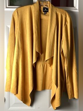 Jules& Leopold Mustard Yellow Draped Open-Front Jacket / Cardigan lightweight